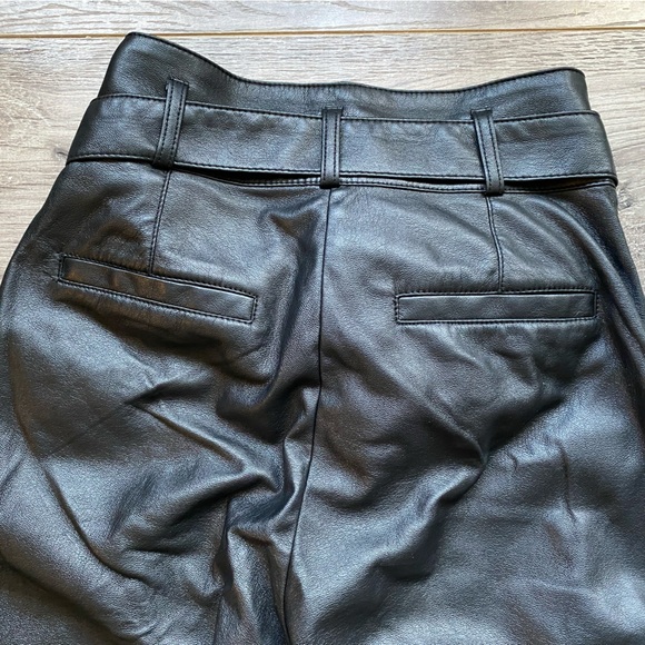 Babaton Black Belted Vegan Faux Leather High Rise Trouser Pant - Picture 9 of 15